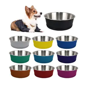 304 Stainless Steel Dog Bowls Food Water Dish with Non-slip Bottom Custom Logo Metal Pet Bowl