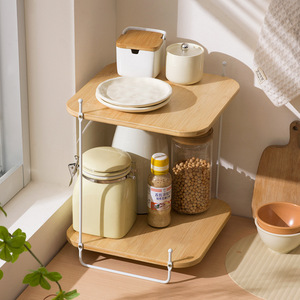 <b>Kitchen</b> Corner Shelf Countertop Spice Rack Triangular Multi Functional <b>Storage</b> Organizer Minimalist Design - Product Image 2