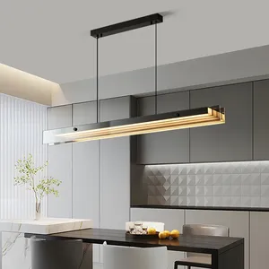 Lampadario Lungo Sospeso <span class=keywords><strong>per</strong></span> <span class=keywords><strong>Cucina</strong></span>, Soggiorno, Ufficio, Casa, Tavolo da Pranzo, Lampada <span class=keywords><strong>a</strong></span> <span class=keywords><strong>Sospensione</strong></span> <span class=keywords><strong>LED</strong></span> Lineare Minimalista Semplice - Product Image 1
