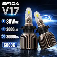 Phare LED de voiture SFIDA V17, ampoule OEM/ODM, 9-16V, 30W, 3000LM, CSP3570, 6000K, alliage d'aluminium, circuit imprimé en cuivre, durée de vie de 30000H