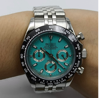 Montre à mouvement VK63, montre argentée avec calendrier, matériau en acier inoxydable 904L, six aiguilles, chronographe segmenté, montre pour homme