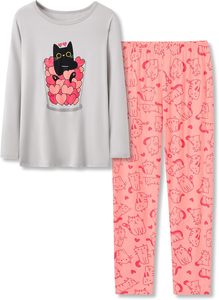 Ensembles de vêtements d'automne pour filles 2025 Offre Spéciale Ensembles de pyjama à impression personnalisée pour filles et garçons Vente en gros de pyjamas rayés décontractés pour enfants - Product Image 3