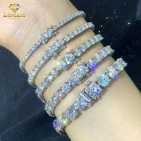 Bracelet Tennis en Argent Sterling 925 avec Moissanite VVS, Or Blanc, 2mm 3mm 4mm 5mm, pour Femme et Homme, Bijoux Fins, Cadeaux, Diamant de Laboratoire GRA