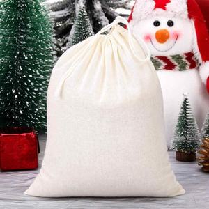 Custom Logo Sublimation Print Natural Organic Cotton Muslin Sachet Bags Double Shopping Pouch Canvas <b>Drawstring</b> Gift Bag - Product Image 3