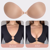 Soutiens-Gorge Adhérents en Silicone Éponge Push-Up Réutilisables, Nouveau Design, Invisibles, Dos Nu et Sans Bretelles, Lingerie Sexy Grande Taille F pour Femme