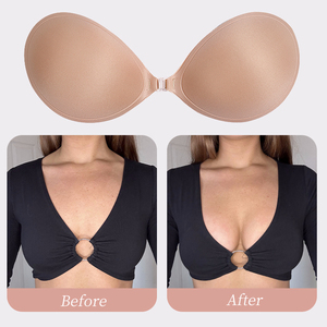 Nuovo Design da donna invisibile senza schienale senza spalline riutilizzabili <span class=keywords><strong>Push</strong></span>-<span class=keywords><strong>Up</strong></span> in Silicone appiccicoso reggiseni in spugna Sexy Lingerie Plus F taglia per donna - Product Image 2