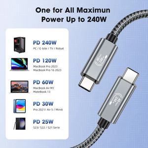 USB4.0 Haute Qualité 40Gbps 240W Usb C à Type C Câble de Charge de Données de Type C <span class=keywords><strong>pour</strong></span> <span class=keywords><strong>Switch</strong></span> Téléphones Mobiles - Product Image 6