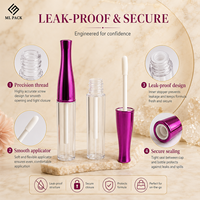 Tube à gloss vide personnalisé transparent en plastique avec bouchon à vis, emballage cosmétique pour rouge à lèvres et blush, vente en gros