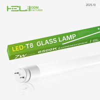 Lámpara LED T8 de Clase E ERP, Tubo de Vidrio de 270 Grados, 120lm/W, 2 pies, 7W, Reemplazo de Lámpara Fluorescente T8 para Oficina y Escuela