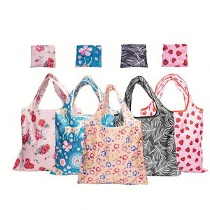 Ulikeke Wholesale Custom Logo High Capacity Foldable Eco-Friendly Recycle Grocery Shopping Tote Bag Polyester Striped - Product Image 1