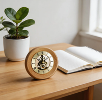 Horloge de bureau moderne en bois, diamètre 130 mm, aiguille minuteur, mouvement à quartz à piles, décoration pour la maison, le bureau, la chambre à coucher, la table de chevet