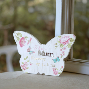 Ornamento di legno farfalla 15x10cm Freestanding decorazione per la casa stampato a caldo con specchio acrilico lettera regalo per le donne - Product Image 2