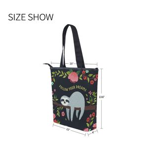 Custom Printed <b>Canvas</b> Tote Bag Sloth Floral Shoulder <b>Shopper</b> Bag Reusable Carryall for Daily Use Gift - Product Image 2