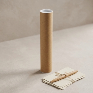 Sleek Minimalist Sustainable Rolled Edge Cylindrical Brown <b>Kraft</b> Paperboard <b>Box</b> For Handcrafted Stick Packaging - Product Image 1