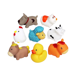 JUNSHEN, 8 Uds., tiempo de baño suave, animales inflables, perros, patos, ovejas, gallina, cerdo, juguetes de baño flotantes para niños pequeños, juguetes de aprendizaje para el baño - Product Image 1