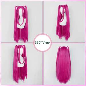 动漫角色扮演假发 韩流万圣节合成纤维可调节耐热红色长款 330 克 中国 - Product Image 4