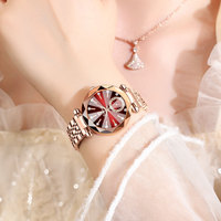 BINBOND B188 jam tangan wanita, arloji desain mewah asli Quartz wanita elegan modis kasual tahan air 188
