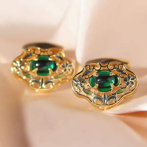 男性と女性のための新しい流行の18K金メッキターコイズカフスボタンピースロックシャツ - Product Image 3