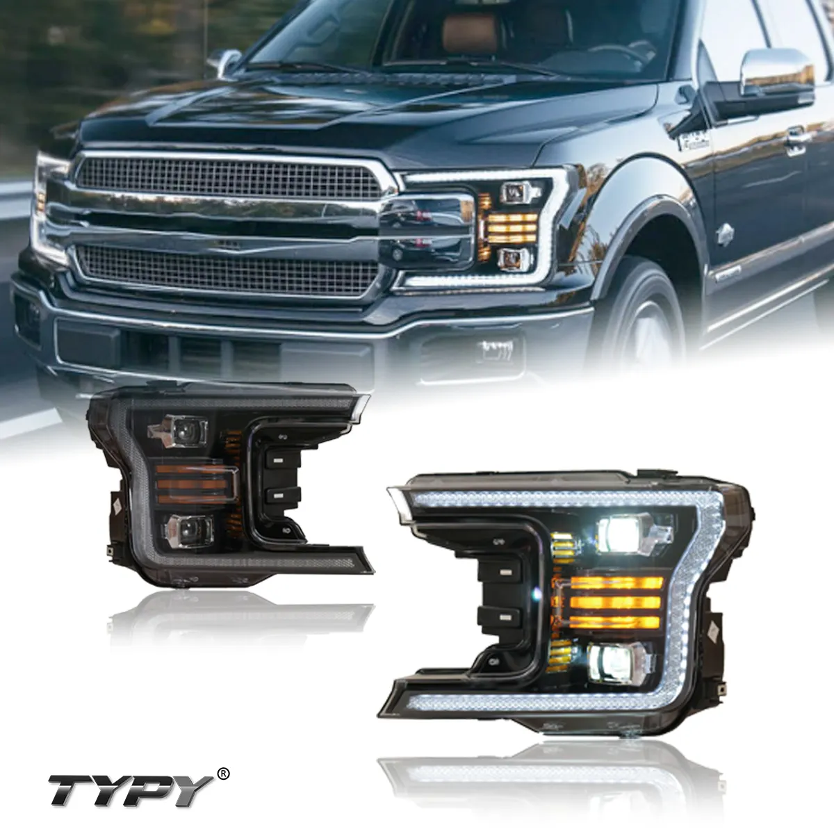 Archaic Full LED headlamp pickup13th Gen headlight with DRL+high low beam lights For Ford F150 2017-2020