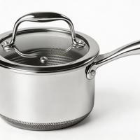 Panci Stainless Steel Hybrid 1 Quart dengan Tutup Kaca Diameter 16cm, Gagang Anti Panas, Anti Lengket, Aman untuk Kompor Induksi dan Gas