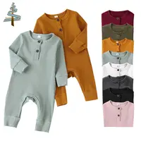 Baby Clothes OEM ODM Spring/ Autumn Newborn Infant Long Sleeve Jumpsuits Cotton Multicolor Ribbed Romper Baby Clothes Unisex
