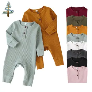 OEM ODM Spring/ Autumn Newborn Infant Long Sleeve Jumpsuits Cotton Multicolor Ribbed Romper Baby Clothes Unisex