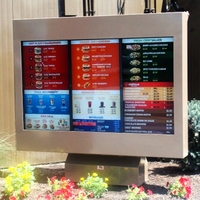 Pantalla Digital para Menús de Autoservicio QSR, Kiosco LCD para Exteriores, 3000nits, Impermeable, Antideslumbrante, a Prueba de Explosiones, Intercomunicador por Voz, CE