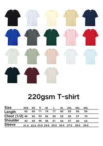 เสื้อยืดผ้าฝ้ายแท้ 100% สำหรับงานอีเว้นท์ สีพื้น ทรงหลวม สไตล์เรโทร น้ำหนัก 220 กรัม แขนสั้น รับสกรีนโลโก้ - Product Image 6