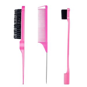 Wholesale Custom 3 Pcs Portable Fashion Hair Styling Comb Set Multicolor Nylon Teasing Edge Control Rat Tail Comb Eco-friendly - Product Image 1