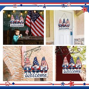 Letrero de Bienvenida Rústico de Madera Patriótico para el <span class=keywords><strong>4</strong></span> de Julio, con 3 Gnomos para Decoración <span class=keywords><strong>del</strong></span> Porche Delantero <span class=keywords><strong>del</strong></span> Día de la Independencia, Venta al por Mayor - Product Image 5