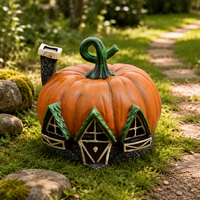 Maison de Village féerique en résine citrouille, pour Halloween