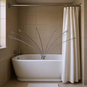 Barres de support pour rideau de douche, 76 cm, design circulaire à 180 degrés, pour utilisation dans la salle de bain - Product Image 3