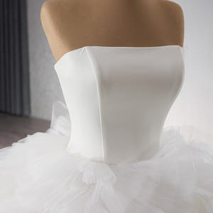 Vestido de Novia de Tul con Escote Corazón y Falda Amplia Color Marfil para Mujer, Modelo 241076, con Volantes y Pliegues Naturales hasta el Suelo - Product Image 2