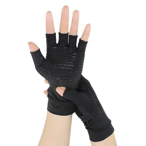 Outdoor Unisex Sport Cycling Half Finger Mountain Bike Gloves Compression Arthritis pain relieve Black Half Finger Copper Gloves