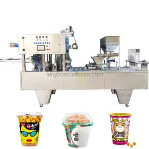 Automatic Spherical Popcorn Corn Snack Food Plastic Cup Bucket Filling And Sealing Machine