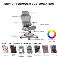 WS5068 Chaise de bureau ergonomique avec appui-tête, dossier en maille et siège confortable, accoudoirs réglables pour la maison/le bureau