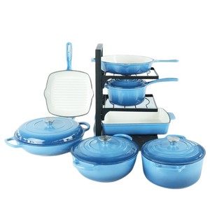 Set di Sette Pezzi in Ghisa Smaltata per Uso Domestico, Multifunzionale, Antiaderente, per Friggere e Saltare in Padella, Compatibile con Piani a Induzione e <span class=keywords><strong>Gas</strong></span> - Product Image 5