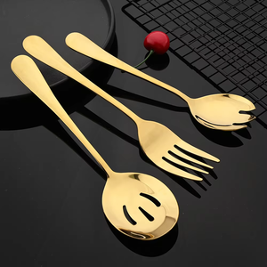 Classical Luxury 1010 Gold Stainless Steel Service Utensils Butter <b>Knife</b> Soup Ladle Serving <b>Knife</b> Spoon Fork Set Cutlery in Bulk - Product Image 6