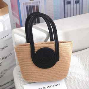 Nouvel Arrivage I-0596 – Sac à Main Tressé en Paille et Corde de Coton Color Block Mairun USA pour Femme, Fermeture Éclair Simple, Doublure Polyester 6 Pouces - Product Image 2