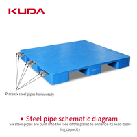 Palette en plastique KUDA 1212C-PBJJ, planche plate en plastique, planche anti-humidité pour entrepôt industriel 1200x1200x140mm
