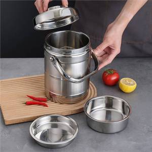 Stainless Steel Insulated Lunch <b>Box</b> 1L Cylinder Portable For Office And Home Use - Product Image 1