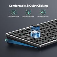2.4G dapat diisi ulang nirkabel untuk Keyboard Bluetooth, tata letak QWERTY UK Keypad Mini ringkas tombol senyap kompatibel Multi