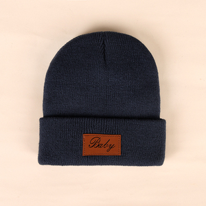 Tùy chỉnh bán buôn kẹo màu bé hat cá nhân dệt kim Beanie Kid mùa đông Acrylic mũ với da vá - Product Image 5