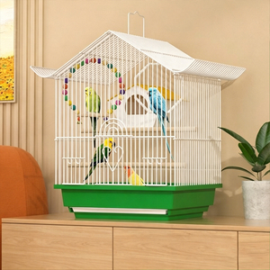 Gabbia per Uccelli Ornamentale da Appendere per Uso Domestico, per Agaporni, Caturri, Pappagallini, in Metallo, Rettangolare, con Chiusura a Gancio e Anello - Product Image 4