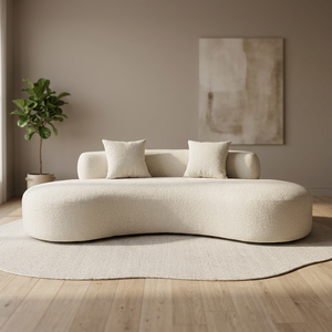 Sofá Moderno Curvo de Tela Tapizado, Sillón Minimalista para Sala de Estar, Recepción, Hotel, Villa - Product Image 1