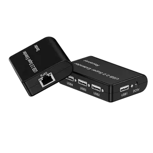 USB 2.0 Extender Ekstensi Atas CAT5/6 RJ45 Jaringan Lan Repeater Ethernet dengan 4 USB Hub 100M Untuk Remote Host Kamera