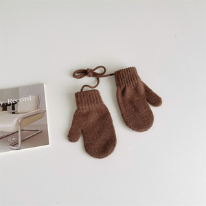 1-4 ans Enfants Petite Fille Garçon Hiver Chaud Plein Doigt Uni Tricoté Halter Gants Mitaines pour Usage Quotidien Extérieur - Product Image 6
