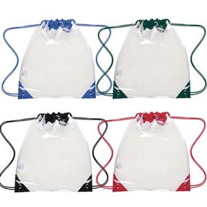 Custom Logo <b>Clear</b> Folding Drawstring <b>Backpack</b> Bag for Sport Travel - Product Image 1