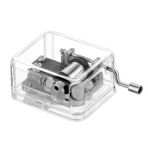 Boîte à musique carrée en acrylique à manivelle avec durée sonore <span class=keywords><strong>de</strong></span> 60s Mini ornement transparent artisanal <span class=keywords><strong>de</strong></span> luxe écologique - Product Image 1