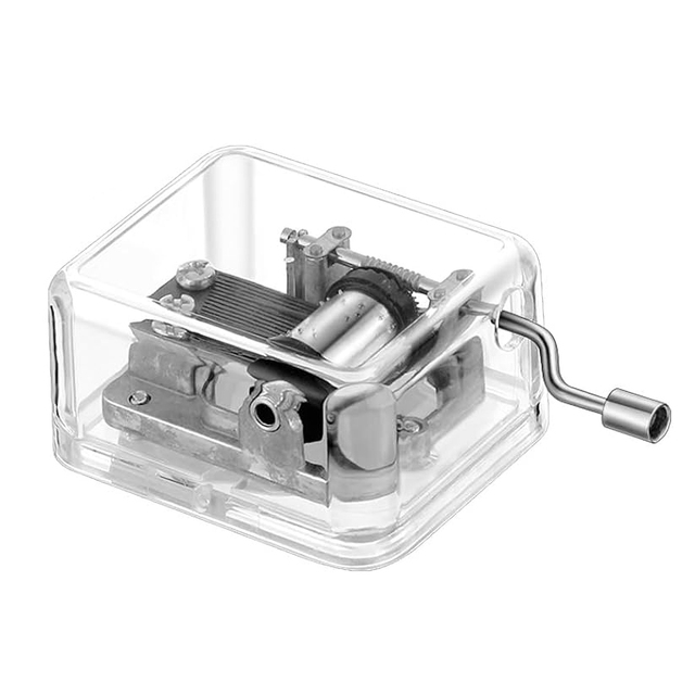 Square Acrylic Hand Cranked Music Box with 60s Sound Duration Eco-Friendly Luxury Craft Transparent Mini Ornament